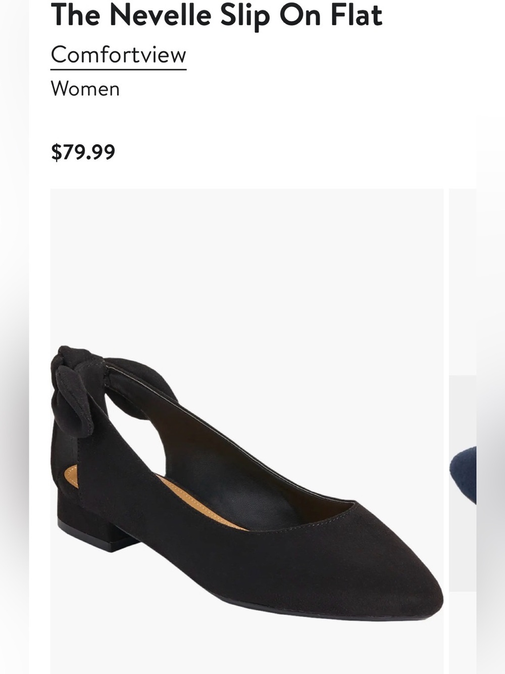 Nordstrom Comfort View Black Pointed-Toe Bow Back Flats